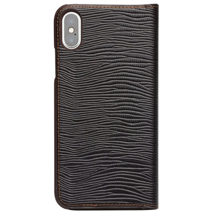 For iPhone XS / X QIALINO Lizard Texture Horizontal Flip Leather Case with Smart View Window & Sleep / Wake-up Function(Brown)-garmade.com