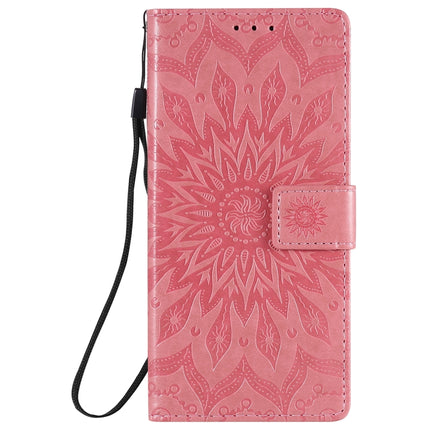 For Samsung Galaxy Note20 5G Sun Embossing Pattern Horizontal Flip Leather Case with Card Slot & Holder & Wallet & Lanyard(Pink)-garmade.com