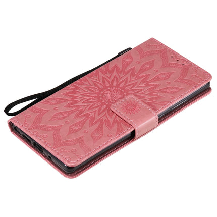 For Samsung Galaxy Note20 5G Sun Embossing Pattern Horizontal Flip Leather Case with Card Slot & Holder & Wallet & Lanyard(Pink)-garmade.com