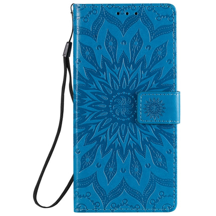 For Samsung Galaxy Note20 5G Sun Embossing Pattern Horizontal Flip Leather Case with Card Slot & Holder & Wallet & Lanyard(Blue)-garmade.com