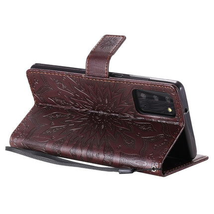 For Samsung Galaxy Note20 5G Sun Embossing Pattern Horizontal Flip Leather Case with Card Slot & Holder & Wallet & Lanyard(Brown)-garmade.com