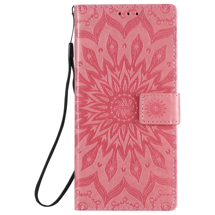 For Samsung Galaxy Note20 Ultra 5G Sun Embossing Pattern Horizontal Flip Leather Case with Card Slot & Holder & Wallet & Lanyard(Pink)-garmade.com