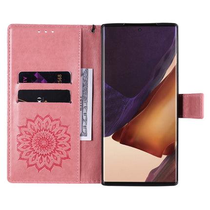 For Samsung Galaxy Note20 Ultra 5G Sun Embossing Pattern Horizontal Flip Leather Case with Card Slot & Holder & Wallet & Lanyard(Pink)-garmade.com