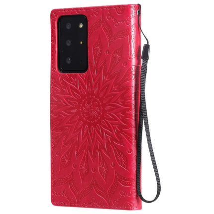 For Samsung Galaxy Note20 Ultra 5G Sun Embossing Pattern Horizontal Flip Leather Case with Card Slot & Holder & Wallet & Lanyard(Red)-garmade.com