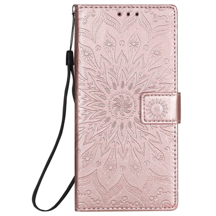 For Samsung Galaxy Note20 Ultra 5G Sun Embossing Pattern Horizontal Flip Leather Case with Card Slot & Holder & Wallet & Lanyard(Rose Gold)-garmade.com
