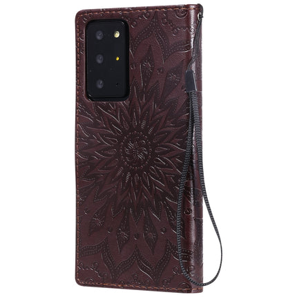For Samsung Galaxy Note20 Ultra 5G Sun Embossing Pattern Horizontal Flip Leather Case with Card Slot & Holder & Wallet & Lanyard(Brown)-garmade.com