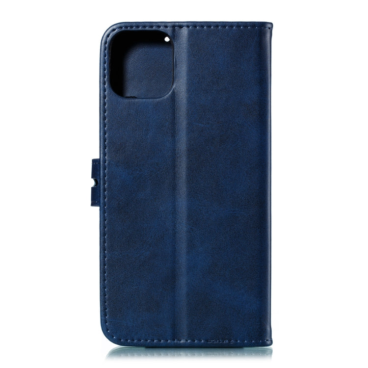 For iPhone 12 mini Embossed Happy Cat Pattern Horizontal Flip Leather Case with Holder & Card Slots & Wallet & Photo Frame(Blue)-garmade.com