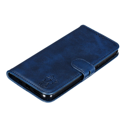 For iPhone 12 mini Embossed Happy Cat Pattern Horizontal Flip Leather Case with Holder & Card Slots & Wallet & Photo Frame(Blue)-garmade.com
