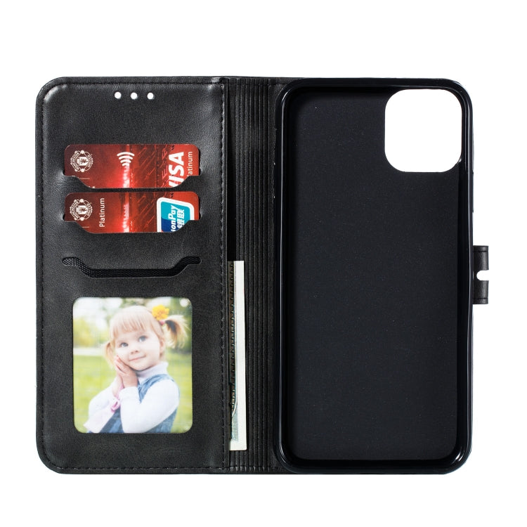 For iPhone 12 mini Embossed Happy Cat Pattern Horizontal Flip Leather Case with Holder & Card Slots & Wallet & Photo Frame(Black)-garmade.com
