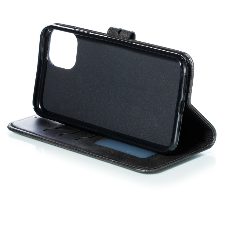 For iPhone 12 mini Embossed Happy Cat Pattern Horizontal Flip Leather Case with Holder & Card Slots & Wallet & Photo Frame(Black)-garmade.com