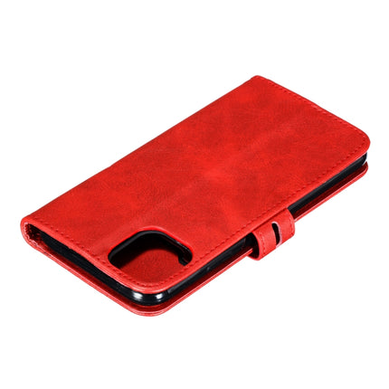 For iPhone 12 Pro Max Embossed Happy Cat Pattern Horizontal Flip Leather Case with Holder & Card Slots & Wallet & Photo Frame(Red)-garmade.com