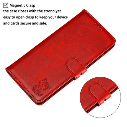 For Samsung Galaxy Note20 Embossed Happy Cat Pattern Horizontal Flip Leather Case with Holder & Card Slots & Wallet & Photo Frame(Red)-garmade.com