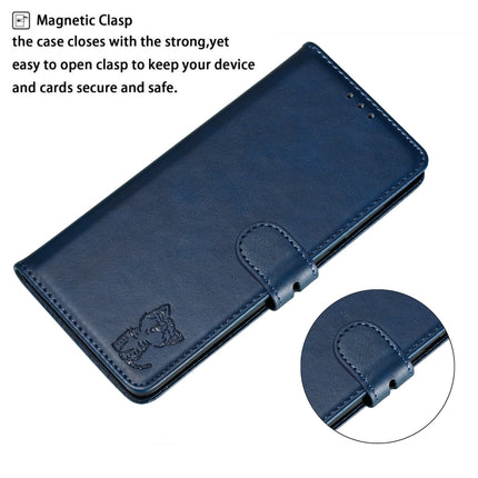 For Samsung Galaxy Note20 Embossed Happy Cat Pattern Horizontal Flip Leather Case with Holder & Card Slots & Wallet & Photo Frame(Blue)-garmade.com