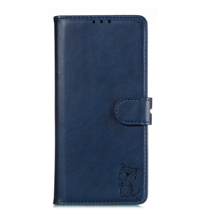 For Samsung Galaxy Note20 Ultra Embossed Happy Cat Pattern Horizontal Flip Leather Case with Holder & Card Slots & Wallet & Photo Frame(Blue)-garmade.com