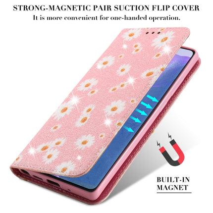 For Samsung Galaxy Note20 Glittering Daisy Magnetic Horizontal Flip Leather Case with Holder & Card Slots & Photo Frame(Blue)-garmade.com