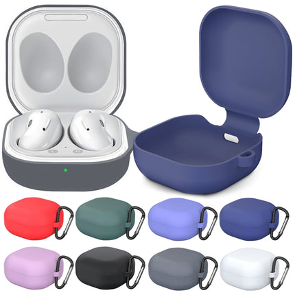 For New Samsung Galaxy Buds Live/Pro Solid Color Anti-fall Earphone Protective Case with Hook(Dark Blue)-garmade.com