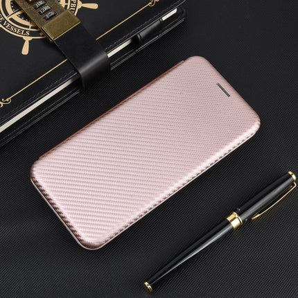 For iPhone 11 Pro Carbon Fiber Texture Magnetic Horizontal Flip TPU + PC + PU Leather Case with Card Slot(Pink)-garmade.com