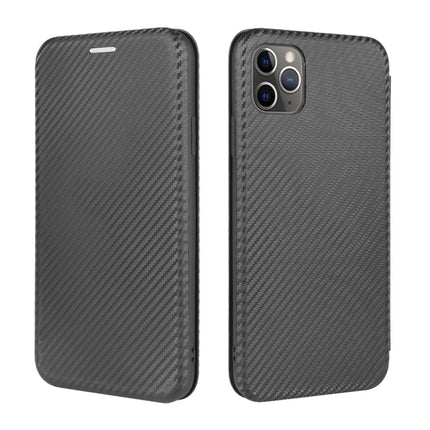 For iPhone 11 Pro Carbon Fiber Texture Magnetic Horizontal Flip TPU + PC + PU Leather Case with Card Slot(Black)-garmade.com