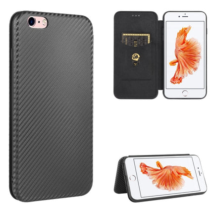 For iPhone 6 / 6s Carbon Fiber Texture Magnetic Horizontal Flip TPU + PC + PU Leather Case with Card Slot(Black)-garmade.com