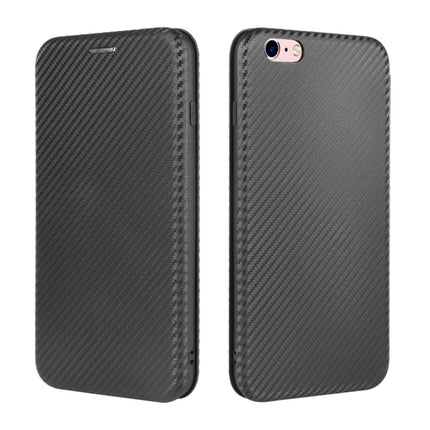 For iPhone 6 / 6s Carbon Fiber Texture Magnetic Horizontal Flip TPU + PC + PU Leather Case with Card Slot(Black)-garmade.com