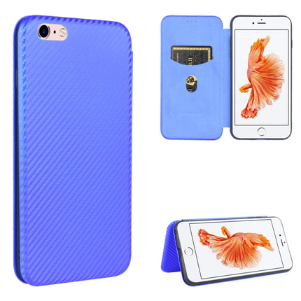 For iPhone 6 / 6s Carbon Fiber Texture Magnetic Horizontal Flip TPU + PC + PU Leather Case with Card Slot(Blue)-garmade.com