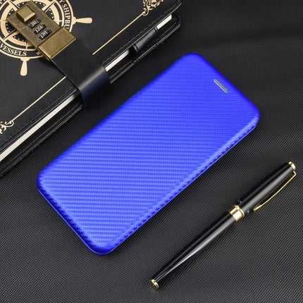 For iPhone 6 / 6s Carbon Fiber Texture Magnetic Horizontal Flip TPU + PC + PU Leather Case with Card Slot(Blue)-garmade.com