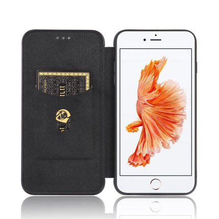 For iPhone 6 Plus / 6s Plus Carbon Fiber Texture Magnetic Horizontal Flip TPU + PC + PU Leather Case with Card Slot(Black)-garmade.com