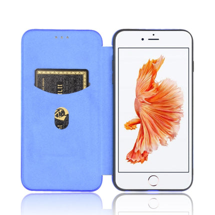 For iPhone 6 Plus / 6s Plus Carbon Fiber Texture Magnetic Horizontal Flip TPU + PC + PU Leather Case with Card Slot(Blue)-garmade.com