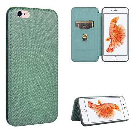 For iPhone 6 Plus / 6s Plus Carbon Fiber Texture Magnetic Horizontal Flip TPU + PC + PU Leather Case with Card Slot(Green)-garmade.com