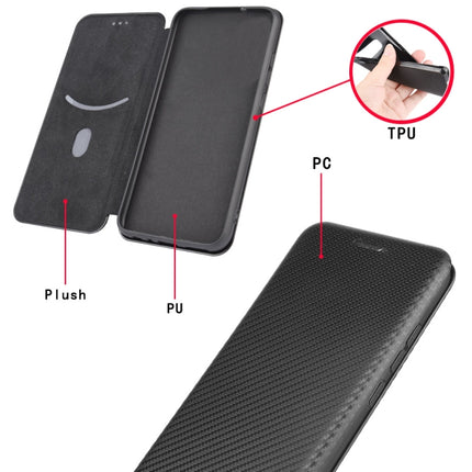 For iPhone XR Carbon Fiber Texture Magnetic Horizontal Flip TPU + PC + PU Leather Case with Card Slot(Pink)-garmade.com
