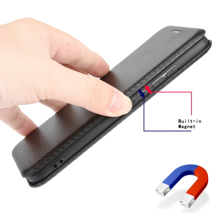 For iPhone XR Carbon Fiber Texture Magnetic Horizontal Flip TPU + PC + PU Leather Case with Card Slot(Black)-garmade.com