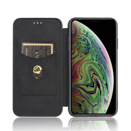 For iPhone XS Max Carbon Fiber Texture Magnetic Horizontal Flip TPU + PC + PU Leather Case with Card Slot(Black)-garmade.com