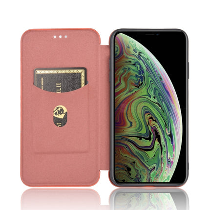 For iPhone XS Max Carbon Fiber Texture Magnetic Horizontal Flip TPU + PC + PU Leather Case with Card Slot(Brown)-garmade.com