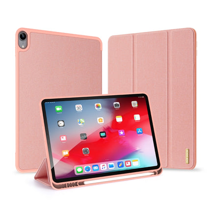 For iPad Air 2022 / 2020 10.9 DUX DUCIS Domo Series Horizontal Flip Magnetic TPU + PU Leather Case with Three-folding Holder & Pen Slot(Pink)-garmade.com