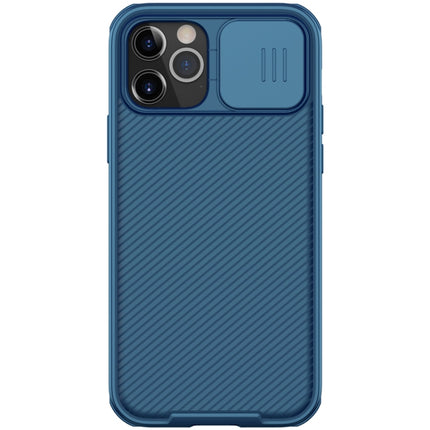 For iPhone 12 / 12 Pro NILLKIN Black Mirror Pro Series Camshield Full Coverage Dust-proof Scratch Resistant Phone Case(Blue)-garmade.com