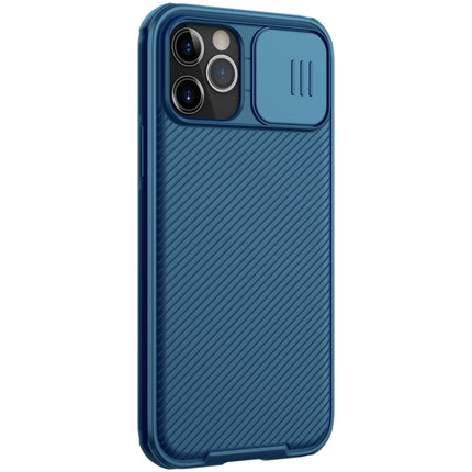 For iPhone 12 / 12 Pro NILLKIN Black Mirror Pro Series Camshield Full Coverage Dust-proof Scratch Resistant Phone Case(Blue)-garmade.com