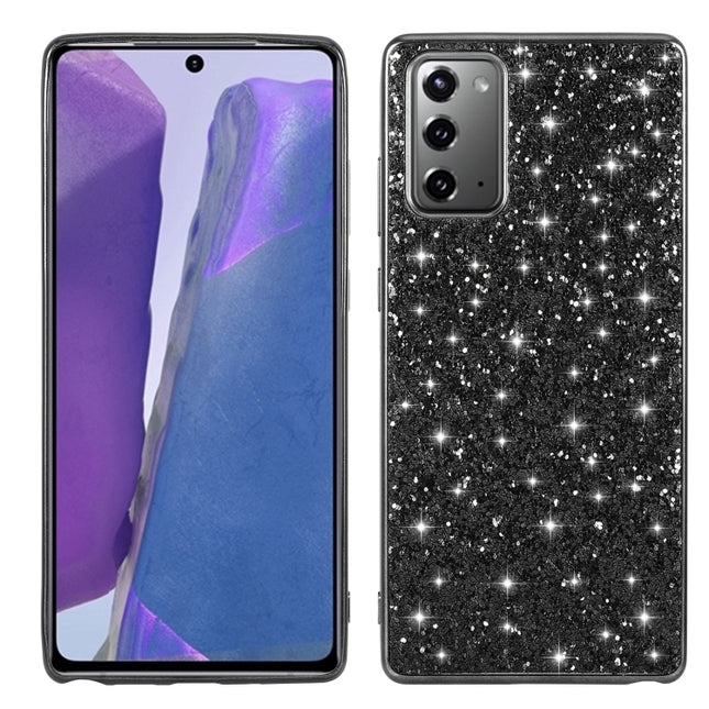 For Samsung Galaxy Note20 Ultra Glitter Powder Shockproof TPU Protective Case(Black)-garmade.com