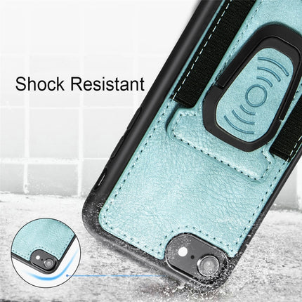 For iPhone 6 Magnetic Shockproof PU + TPU Case with Card Slot & Ring Holder(Blue)-garmade.com