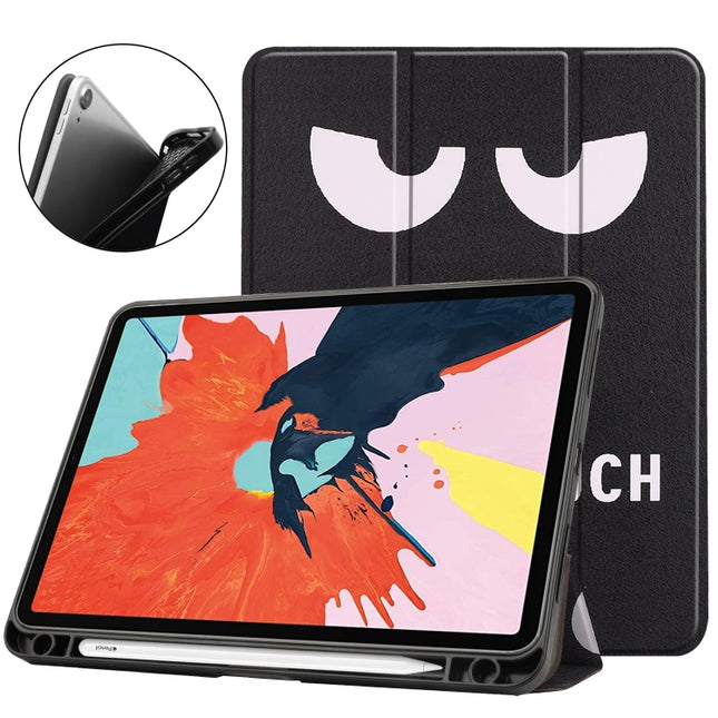 For iPad Air 2022 / 2020 10.9 TPU Colored Drawing Horizontal Flip Leather Case with Three-folding Holder & Sleep / Wake-up Function(Big Eye Me)-garmade.com