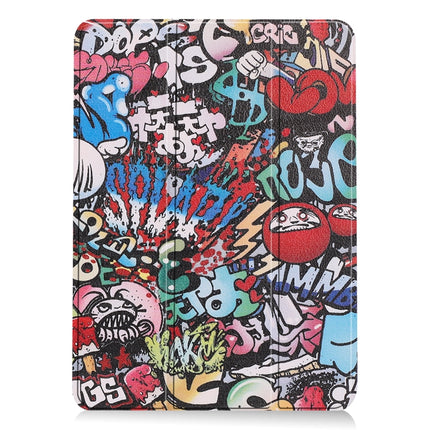 For iPad Air 2022 / 2020 10.9 Colored Drawing Horizontal Flip Leather Case with Three-folding Holder & Sleep / Wake-up Function(Graffiti)-garmade.com