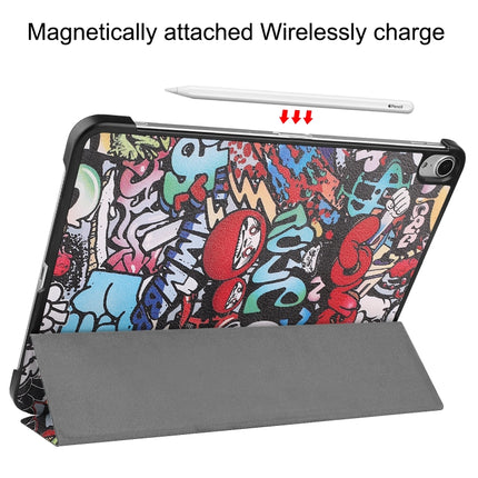 For iPad Air 2022 / 2020 10.9 Colored Drawing Horizontal Flip Leather Case with Three-folding Holder & Sleep / Wake-up Function(Graffiti)-garmade.com