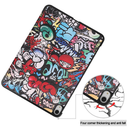 For iPad Air 2022 / 2020 10.9 Colored Drawing Horizontal Flip Leather Case with Three-folding Holder & Sleep / Wake-up Function(Graffiti)-garmade.com