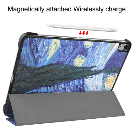 For iPad Air 2022 / 2020 10.9 Colored Drawing Horizontal Flip Leather Case with Three-folding Holder & Sleep / Wake-up Function(Starry Sky)-garmade.com