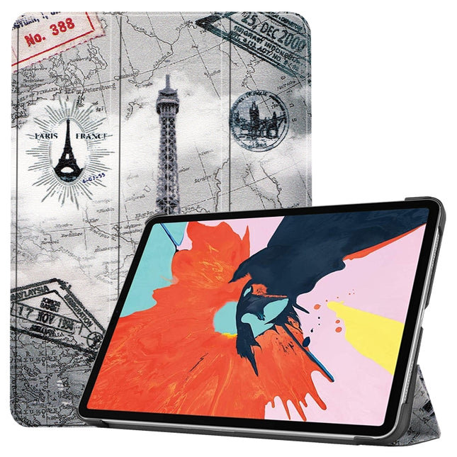 For iPad Air 2022 / 2020 10.9 Colored Drawing Horizontal Flip Leather Case with Three-folding Holder & Sleep / Wake-up Function(Eiffel Tower)-garmade.com