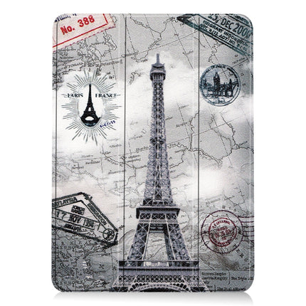 For iPad Air 2022 / 2020 10.9 Colored Drawing Horizontal Flip Leather Case with Three-folding Holder & Sleep / Wake-up Function(Eiffel Tower)-garmade.com