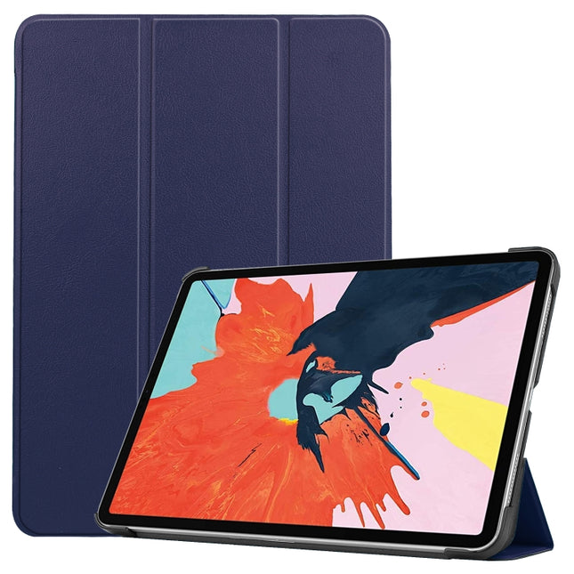 For iPad Air 2022 / 2020 10.9 Custer Texture Horizontal Flip Leather Case with Three-folding Holder & Sleep / Wake-up Function(Dark Blue)-garmade.com