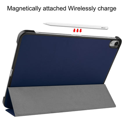 For iPad Air 2022 / 2020 10.9 Custer Texture Horizontal Flip Leather Case with Three-folding Holder & Sleep / Wake-up Function(Dark Blue)-garmade.com