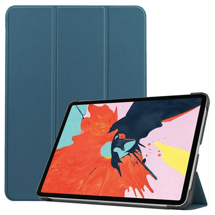 For iPad Air 2022 / 2020 10.9 Custer Texture Horizontal Flip Leather Case with Three-folding Holder & Sleep / Wake-up Function(Dark Green)-garmade.com