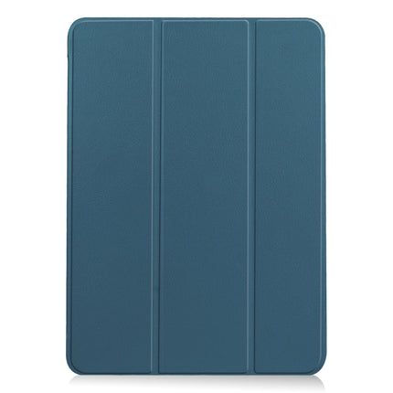 For iPad Air 2022 / 2020 10.9 Custer Texture Horizontal Flip Leather Case with Three-folding Holder & Sleep / Wake-up Function(Dark Green)-garmade.com