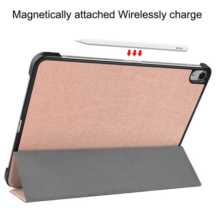 For iPad Air 2022 / 2020 10.9 Custer Texture Horizontal Flip Leather Case with Three-folding Holder & Sleep / Wake-up Function(Rose Gold)-garmade.com